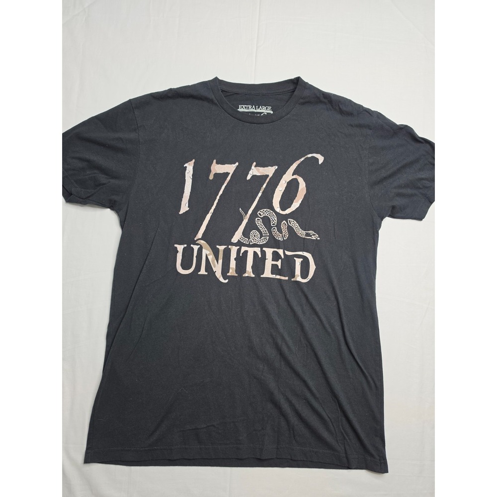 1776 United T-Shirt Men XL Black Graphic Logo Relaxed Fit Pullover Everyday Wear